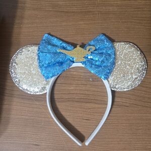 Sparkling Sequin Ears Headband with Blue Bow